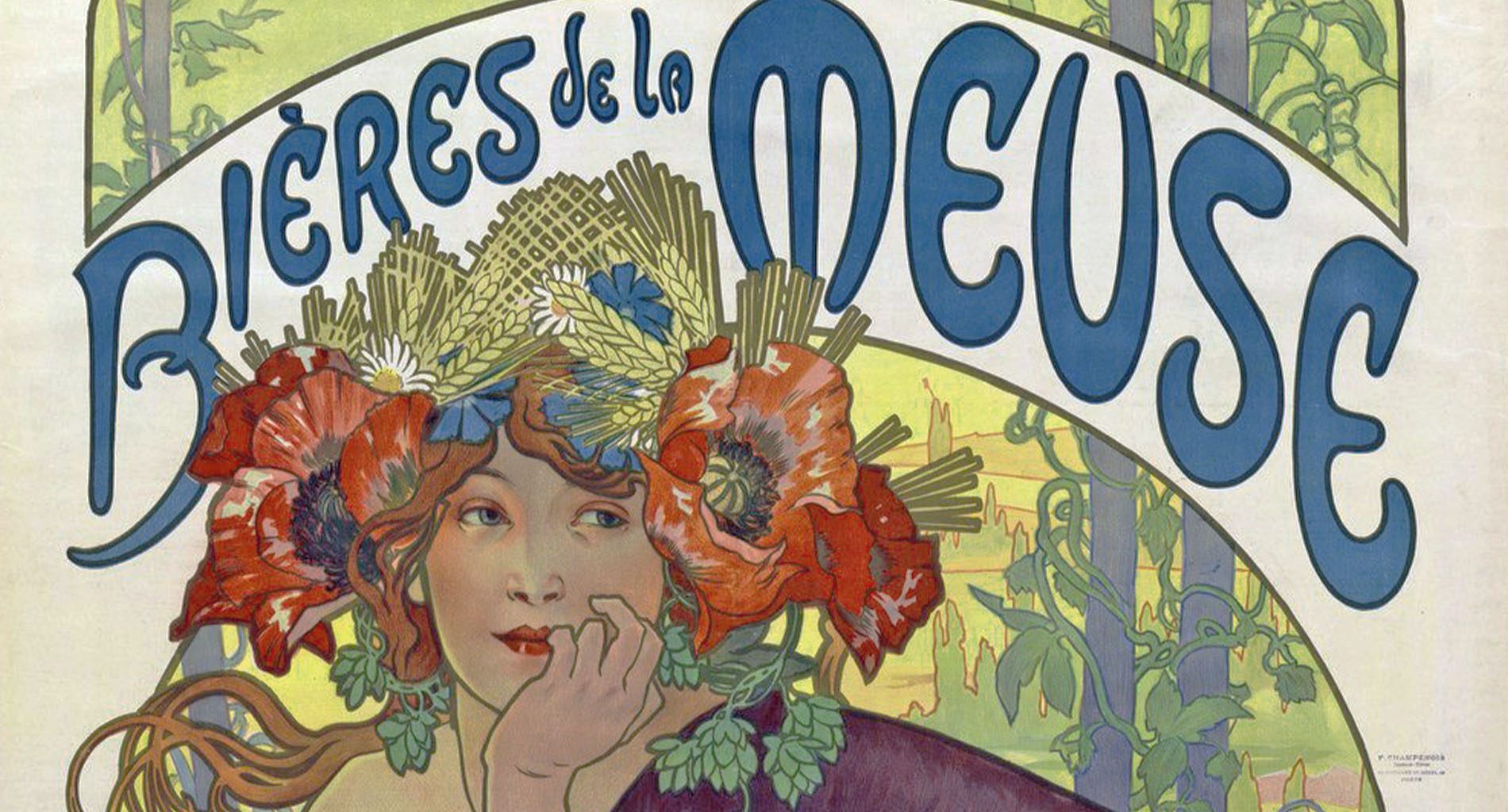 Bières de la Meuse, Alphonse Mucha, 1897. Source gallica.bnf.fr / BnF.