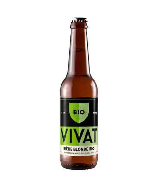 Bière blonde Bio Vivat. Une petite mousse.