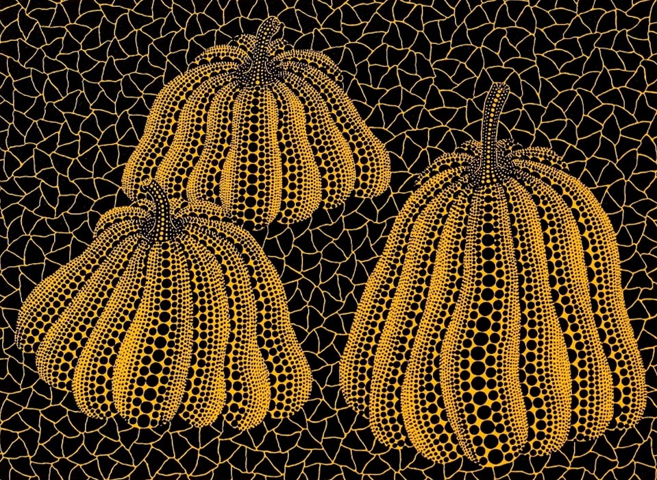 Yayoi Kusama, 1993, "Three Pumpkins". Upsilon Gallery. © Yayoi Kusama.