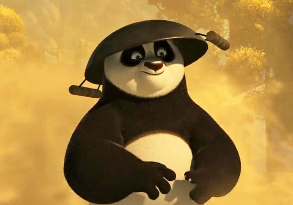 Po avec un wok sur la tête, “Kung Fu Panda". © DreamWorks Animation.